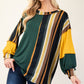 Celeste Full Size Striped Color Block Exposed Seam T-Shirt