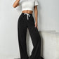 Drawstring Wide Leg Pants with Pockets