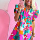 Women Tie Split Neck Flutter Sleeve Mini Dress
