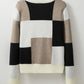 Color Block Round Neck Long Sleeve Sweater