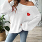 Heart Boat Neck Dropped Shoulder Sweater