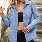 Button Up Collared Neck Long Sleeve Denim Top