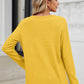 Waffle-Knit Notched Long Sleeve T-Shirt
