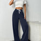 Drawstring Wide Leg Pants with Pockets