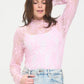Floral print lace long sleeves top