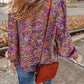 Floral Round Neck Long Sleeve Blouse