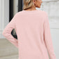 Waffle-Knit Notched Long Sleeve T-Shirt