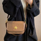 PU Leather Suede Twist-Lock Shoulder Bag