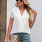 Button Up Collared Neck Short Sleeve Shirt