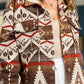 Geometric Button Up Long Sleeve Jacket