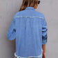 Pocketed Collared Neck Long Sleeve Denim Shirt