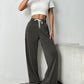 Drawstring Wide Leg Pants with Pockets