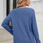 Waffle-Knit Notched Long Sleeve T-Shirt