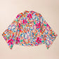 Printed Notched Long Sleeve Blouse