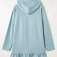 Drawstring Ruffled Dropped Shoulder Long Sleeve Hoodie