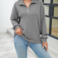 Textured Quarter Zip Long Sleeve Sweatshirt