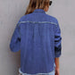 Pocketed Collared Neck Long Sleeve Denim Shirt