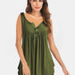Curved Hem Ruched Notched Tank