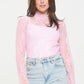 Floral print lace long sleeves top