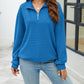 Textured Quarter Zip Long Sleeve Sweatshirt