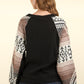 VERY J Printed Long Sleeve Round Neck Knit Top