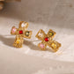 18K Gold-Plated Zircon Cross Earrings