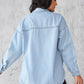 Collared Neck Button Up Long Sleeve Denim Shirt