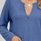 Waffle-Knit Notched Long Sleeve T-Shirt