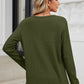 Waffle-Knit Notched Long Sleeve T-Shirt