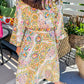 Tied Printed Long Sleeve Midi Dress