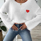 Heart Boat Neck Dropped Shoulder Sweater