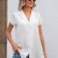 Button Up Collared Neck Short Sleeve Shirt