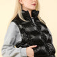 VERY J Shiny Metallic Zip Up Puffer Vest