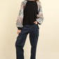 VERY J Printed Long Sleeve Round Neck Knit Top