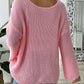 Heart Boat Neck Dropped Shoulder Sweater
