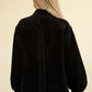 VERY J Mixed Media Button Down Raw Hem Shacket