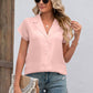 Button Up Collared Neck Short Sleeve Shirt
