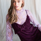 Floral print lace long sleeves top