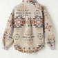 Geometric Collared Neck Long Sleeve Sweatshirt