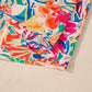 Printed Notched Long Sleeve Blouse