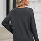 Waffle-Knit Notched Long Sleeve T-Shirt