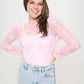 Floral print lace long sleeves top